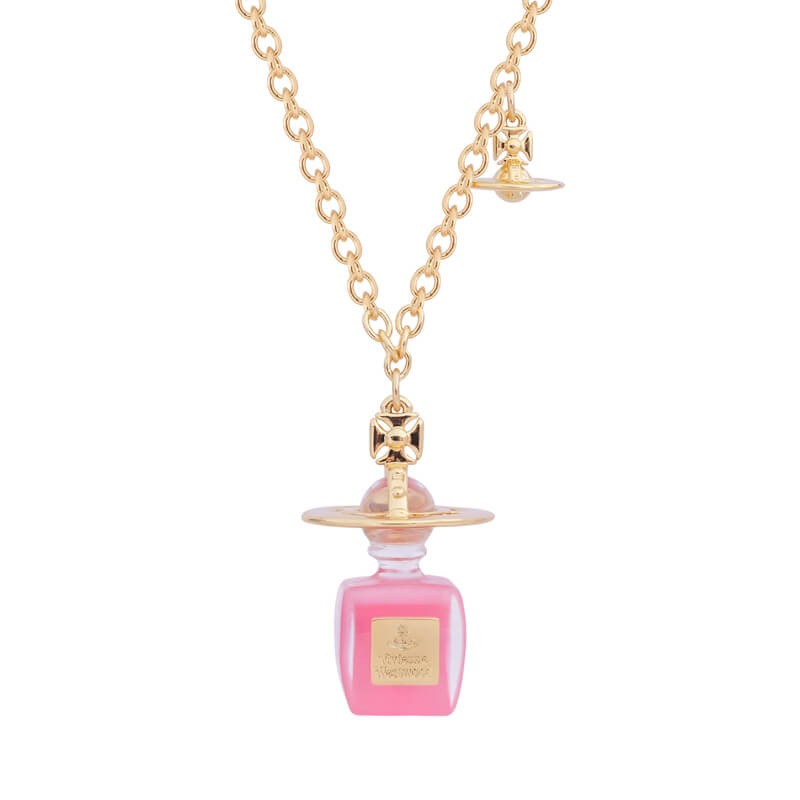 Perfume Bottle Saturn Necklace (with box)