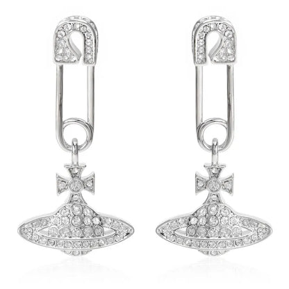 Safety Pin Orb Drop Earrings