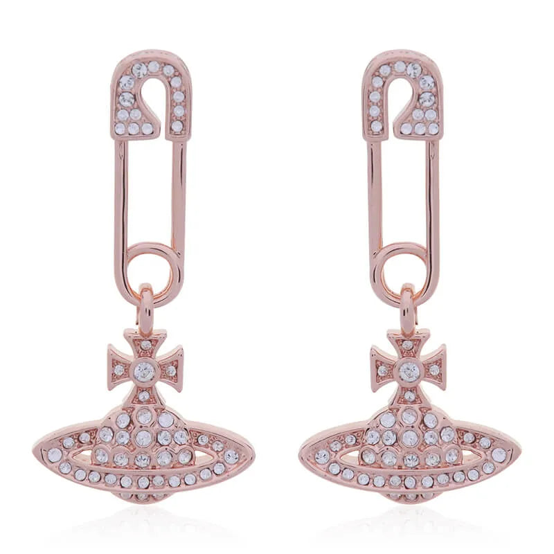 Safety Pin Orb Drop Earrings