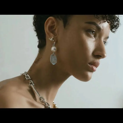 Orb Drop Medallion Earrings