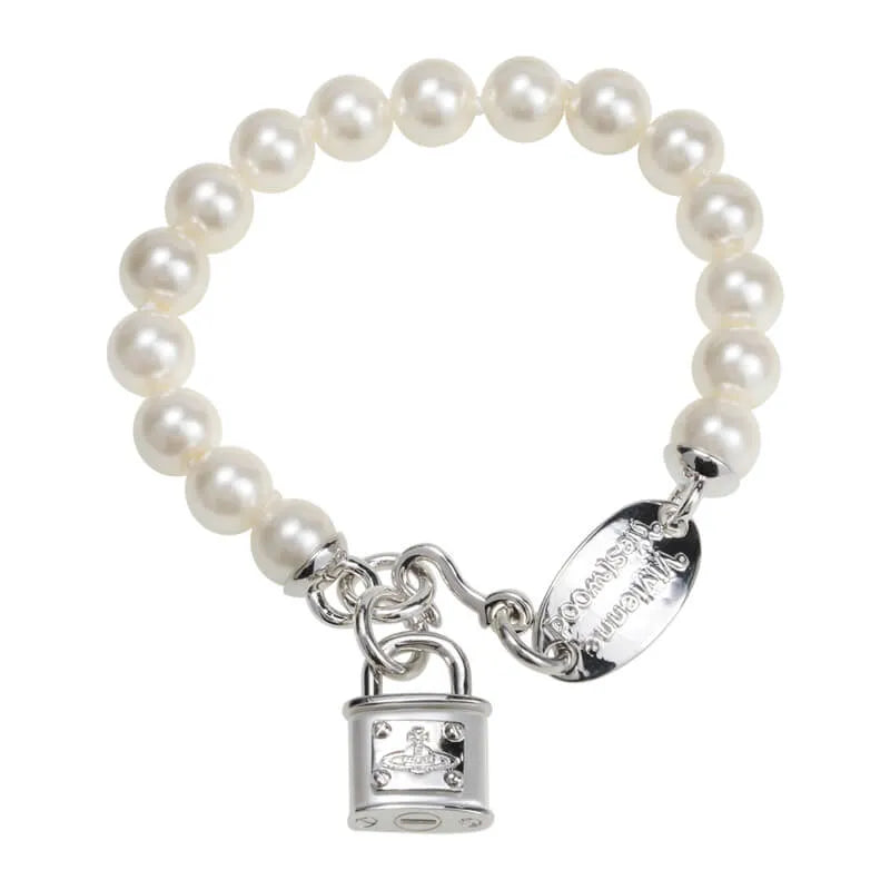 Pearl Lock Charm Bracelet