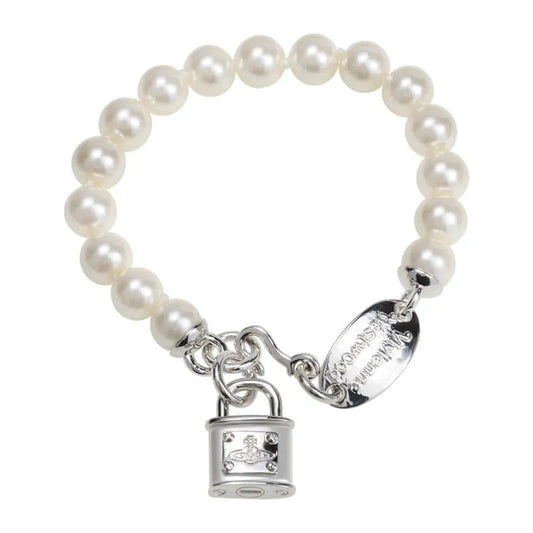 Pearl Lock Charm Bracelet