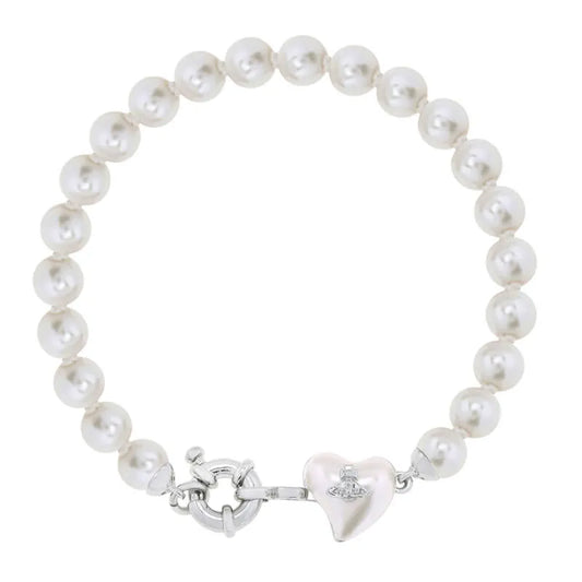 Pearl Heart Charm Bracelet