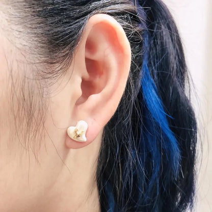 Mini Heart Orb Stud Earrings