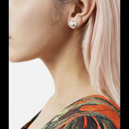 Mini Heart Orb Stud Earrings