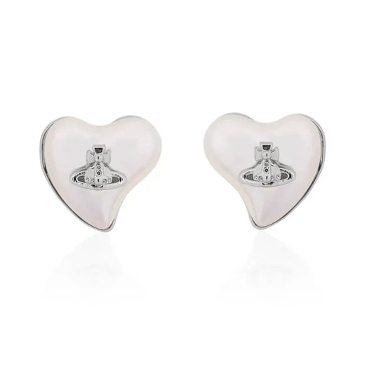 Mini Heart Orb Stud Earrings