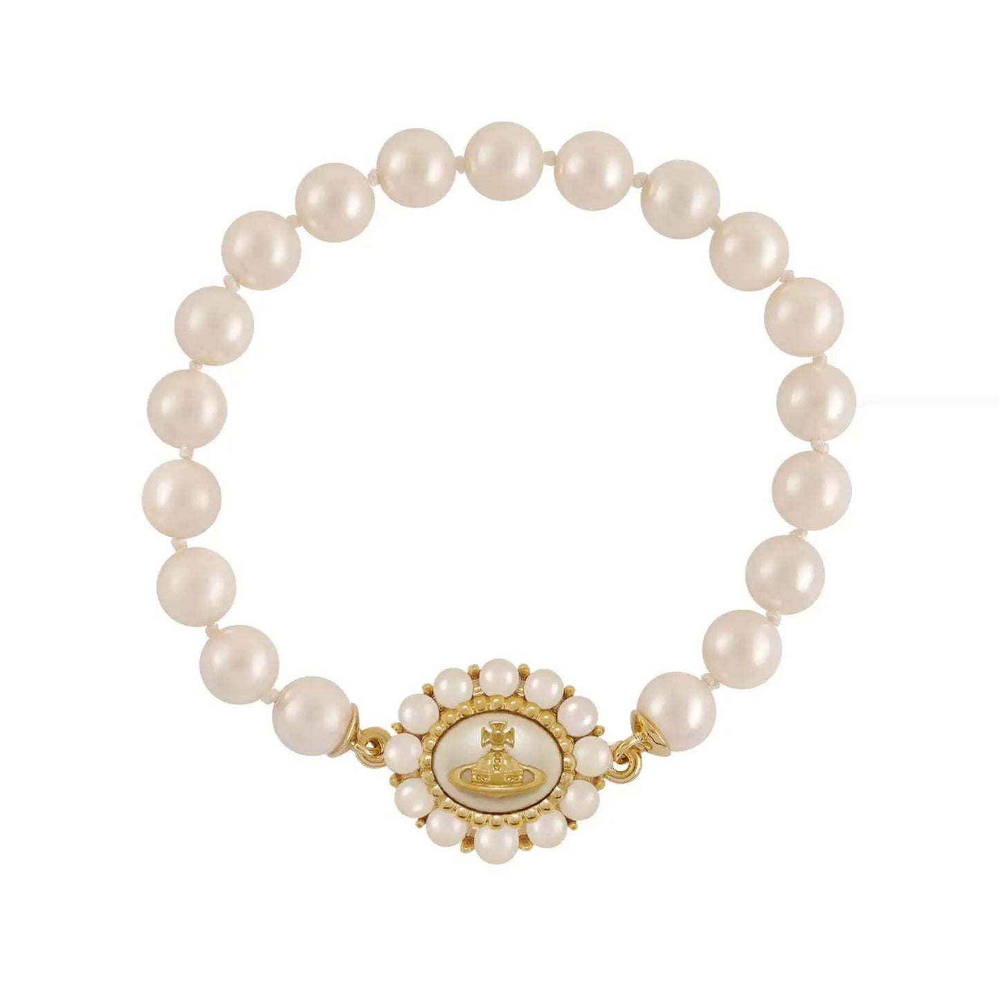 Ornate Pearl Emblem Bracelet