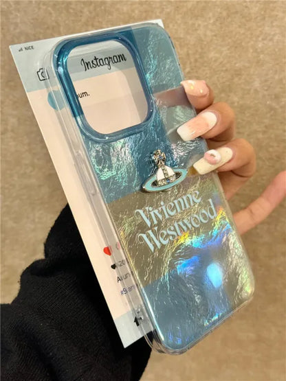 Blue Plaid Saturn Phone Case