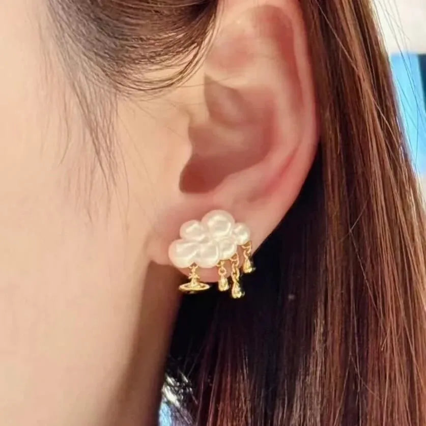 Cloud Raindrop Orb Earrings