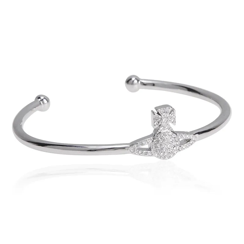 Crystal Orb Open Cuff Bracelet (with Box)