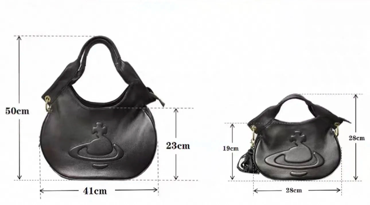 Curved Saturn Leather Bag