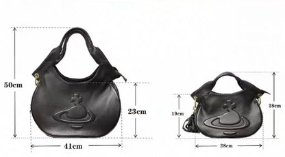 Curved Saturn Leather Bag