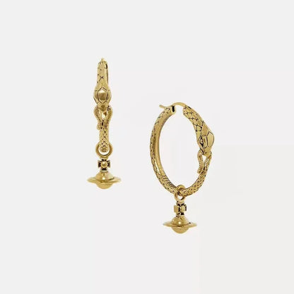 Serpent Orb Hoop Earrings