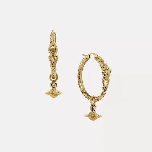 Serpent Orb Hoop Earrings