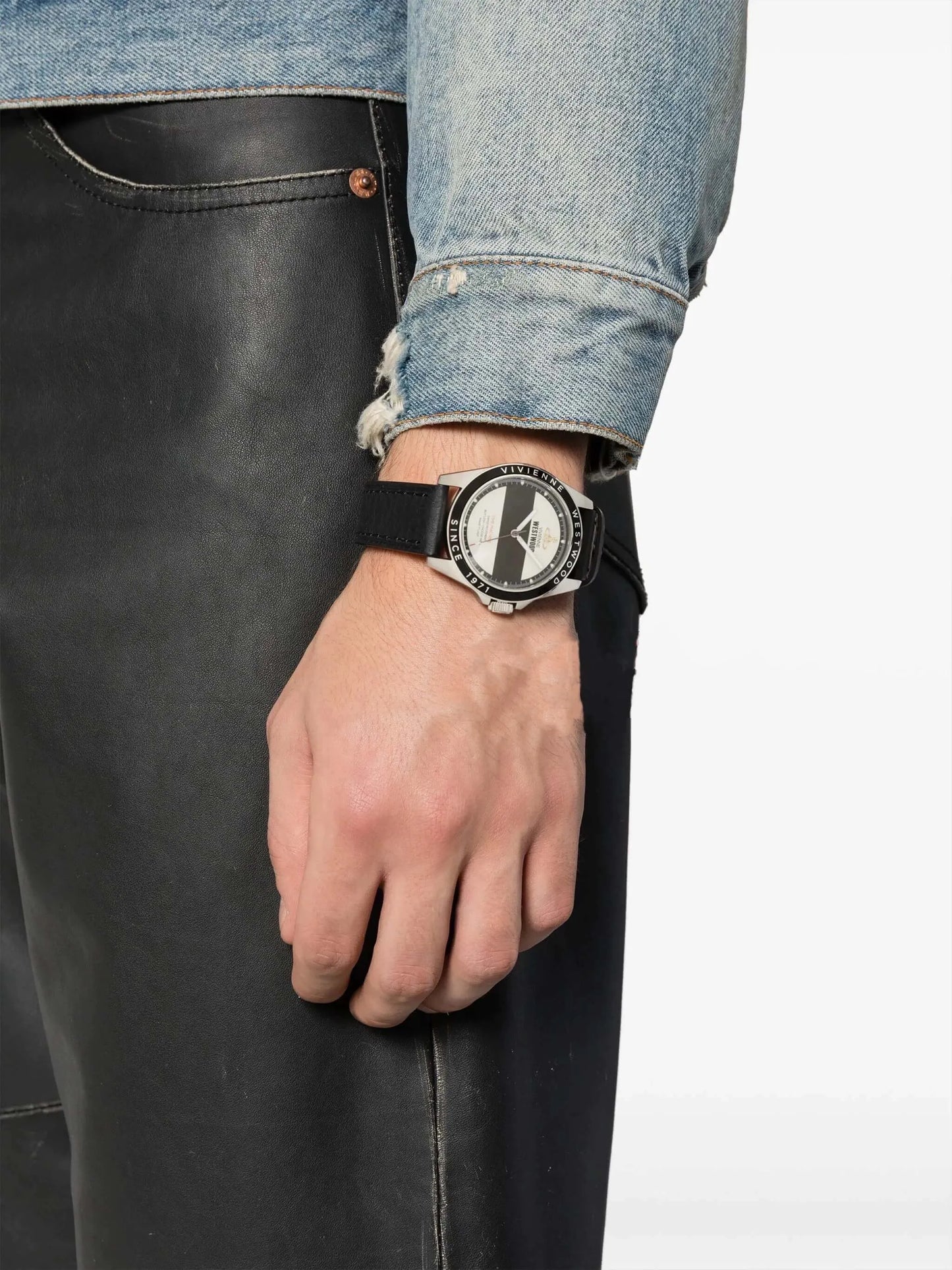 Striped Dial Emblem Watch