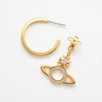 Double Hoop Snake Orb Earrings