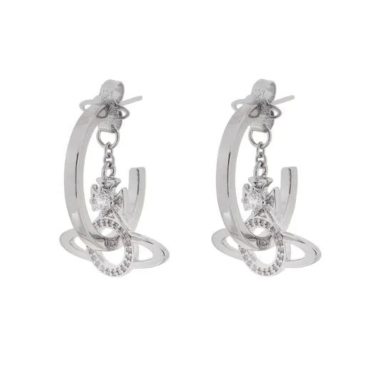 Double Hoop Snake Orb Earrings