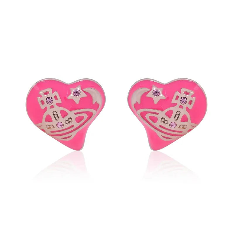 Heart Enamel Stud Earrings
