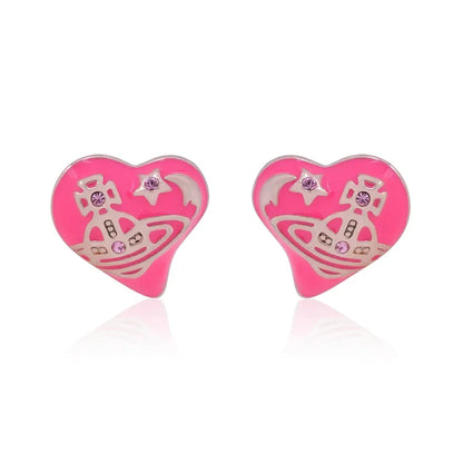 Heart Enamel Stud Earrings