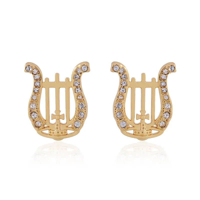 Crystal Lyre Stud Earrings