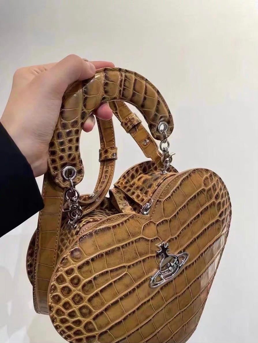 Tan Josephine Heart Crossbody Handbag (with dust bag)