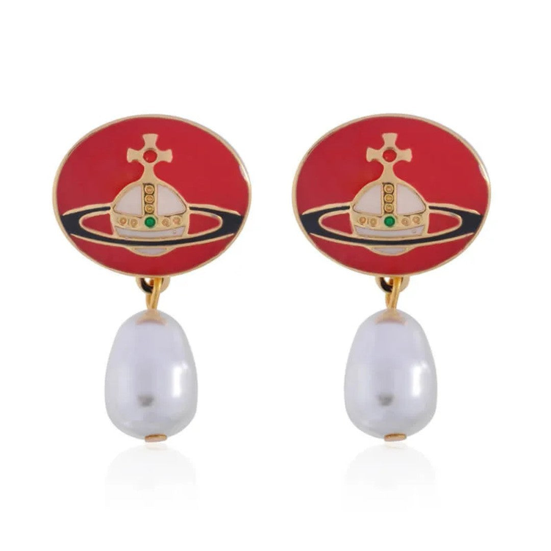 Enamel Pearl Detachable Earrings