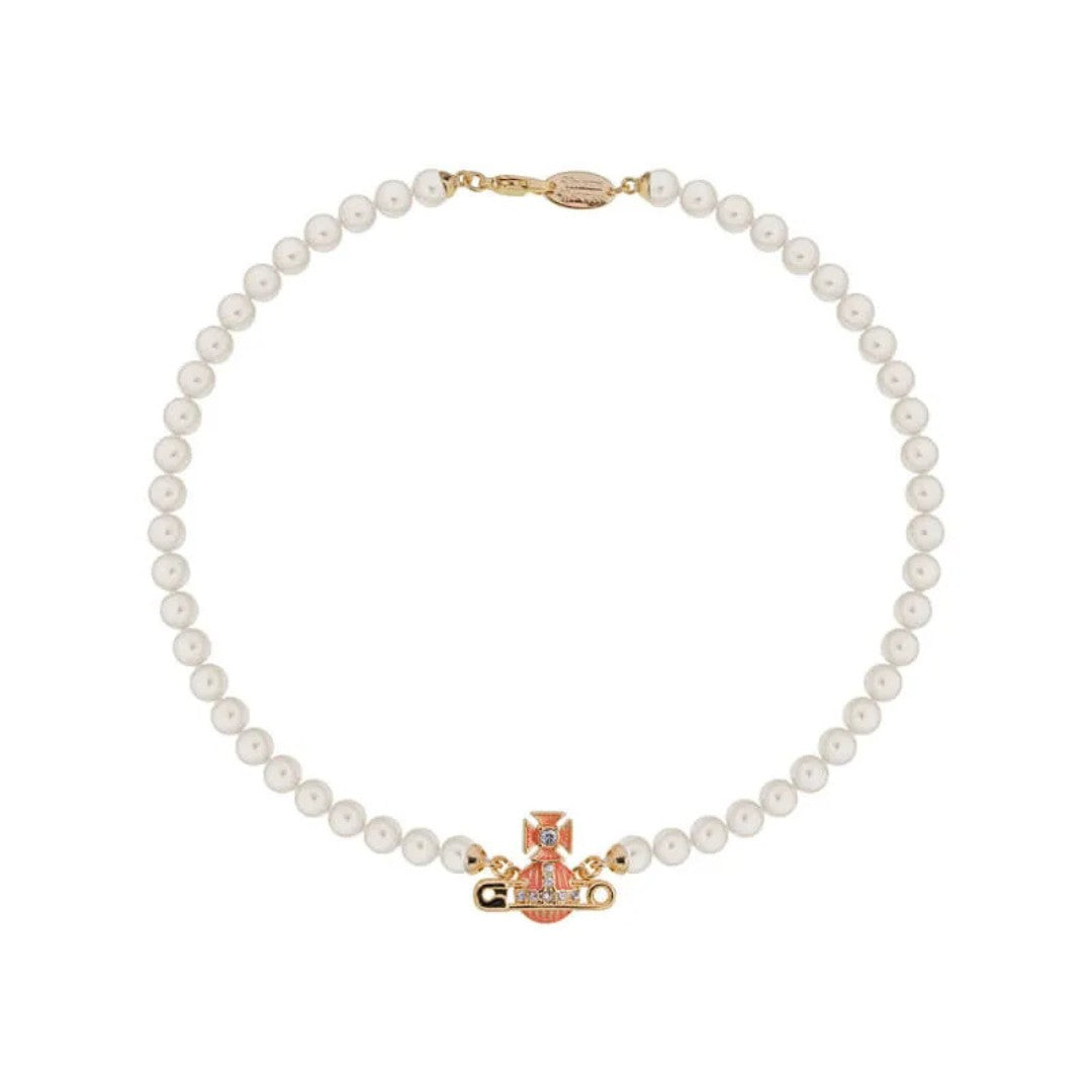 KITTY Pin Lacquered Saturn Pearl Necklace