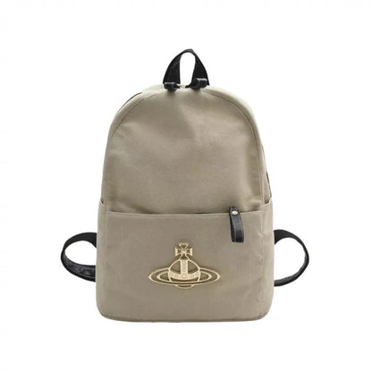 Canvas Zip Backpack with Front Emblem