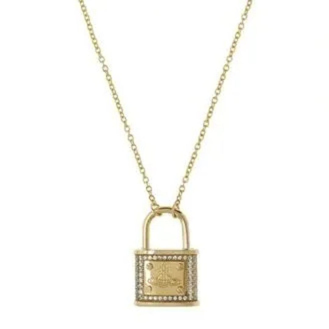 Fitzrovia Pendant Full Diamond Lock Necklace
