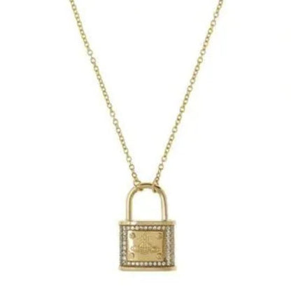 Fitzrovia Pendant Full Diamond Lock Necklace