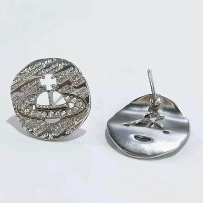 Curved Circle Cutout Saturn Earrings