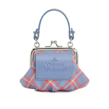 Mini Granny Frame Purse in Blue Plaid