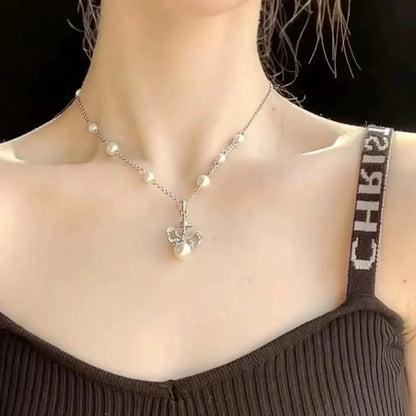 Ribbon Pearl Necklace