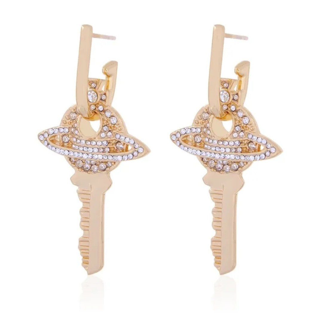 Key Full Diamonds Saturn Earrings