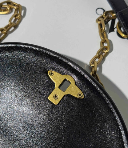 Half-Moon Chain Shoulder Bag with Saturn Emblem