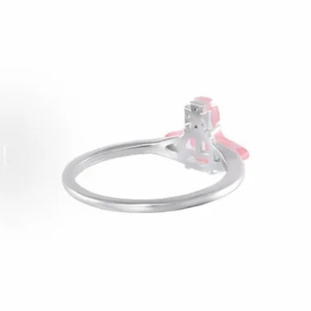 Pink Glitter Orb Emblem Ring