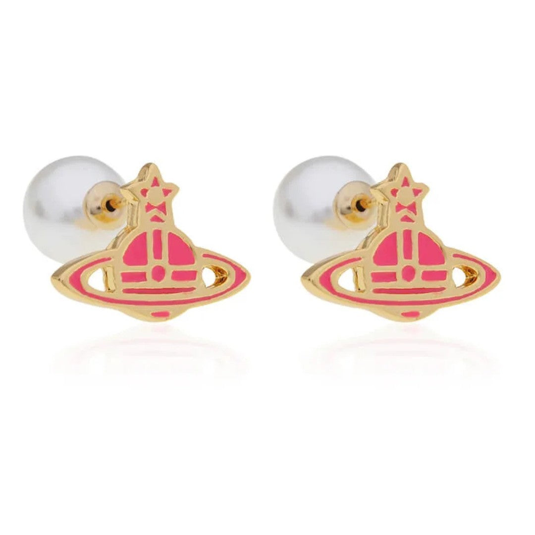 Pearl Earplugs Lacquered Saturn Earrings