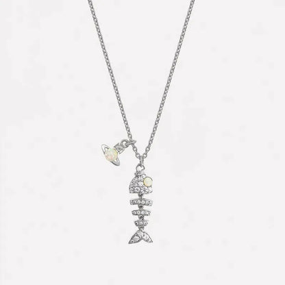 Lyall Fishbone Diamond Pendant Necklace
