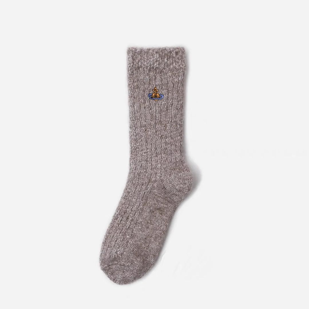 Orb Embroidered Soft Knit Crew Socks