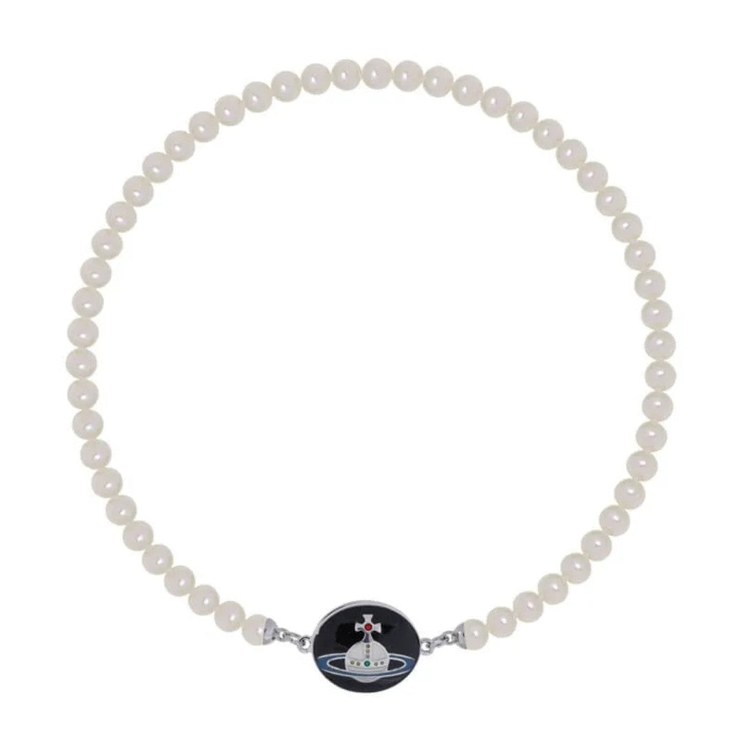 Enamel Suction Pearl Necklace