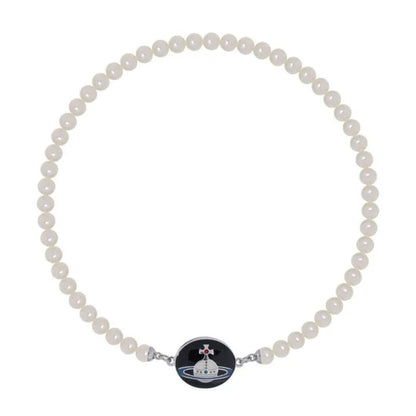 Enamel Suction Pearl Necklace
