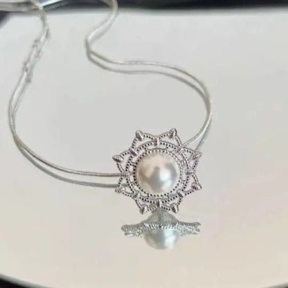 Vintage Snowflake Pearl ORB Necklace