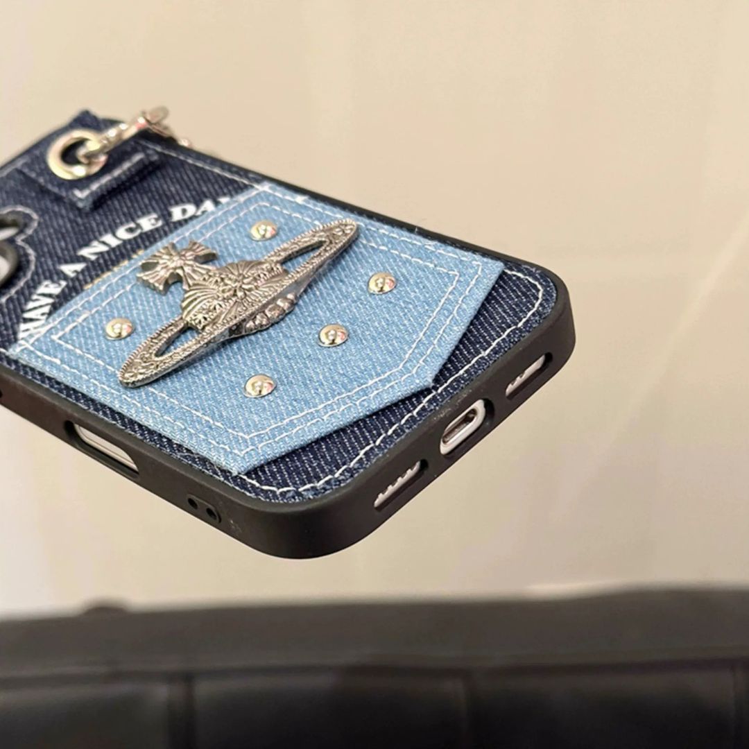 Denim Pocket Charm Phone Case