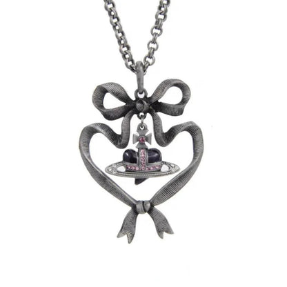 Baroque Ribbon Heart Saturn Necklace