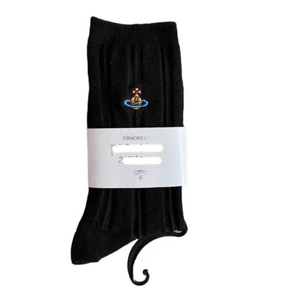 Embroidered Orb Ribbed Socks