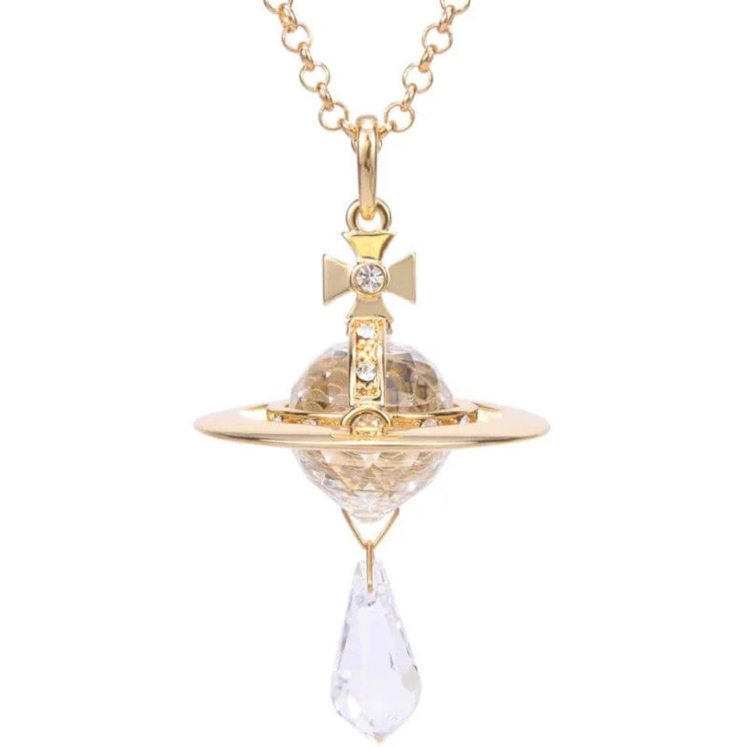 Medium Saturn Crystal Necklace