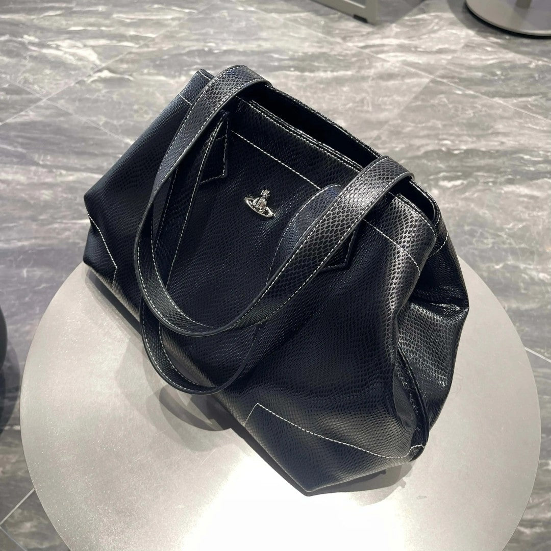 Structured Snake Texture Saturn Tote