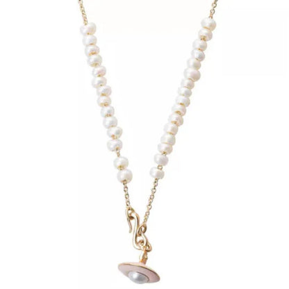 Pink Saturn Broken Pearl Necklace