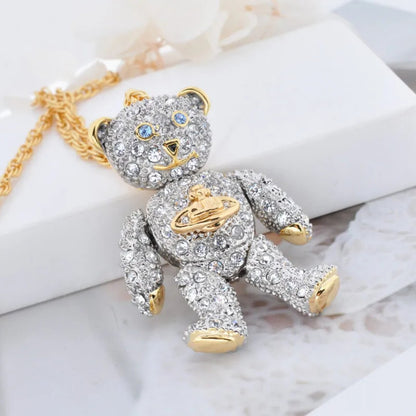 Vintage Full Diamond Bear Necklace