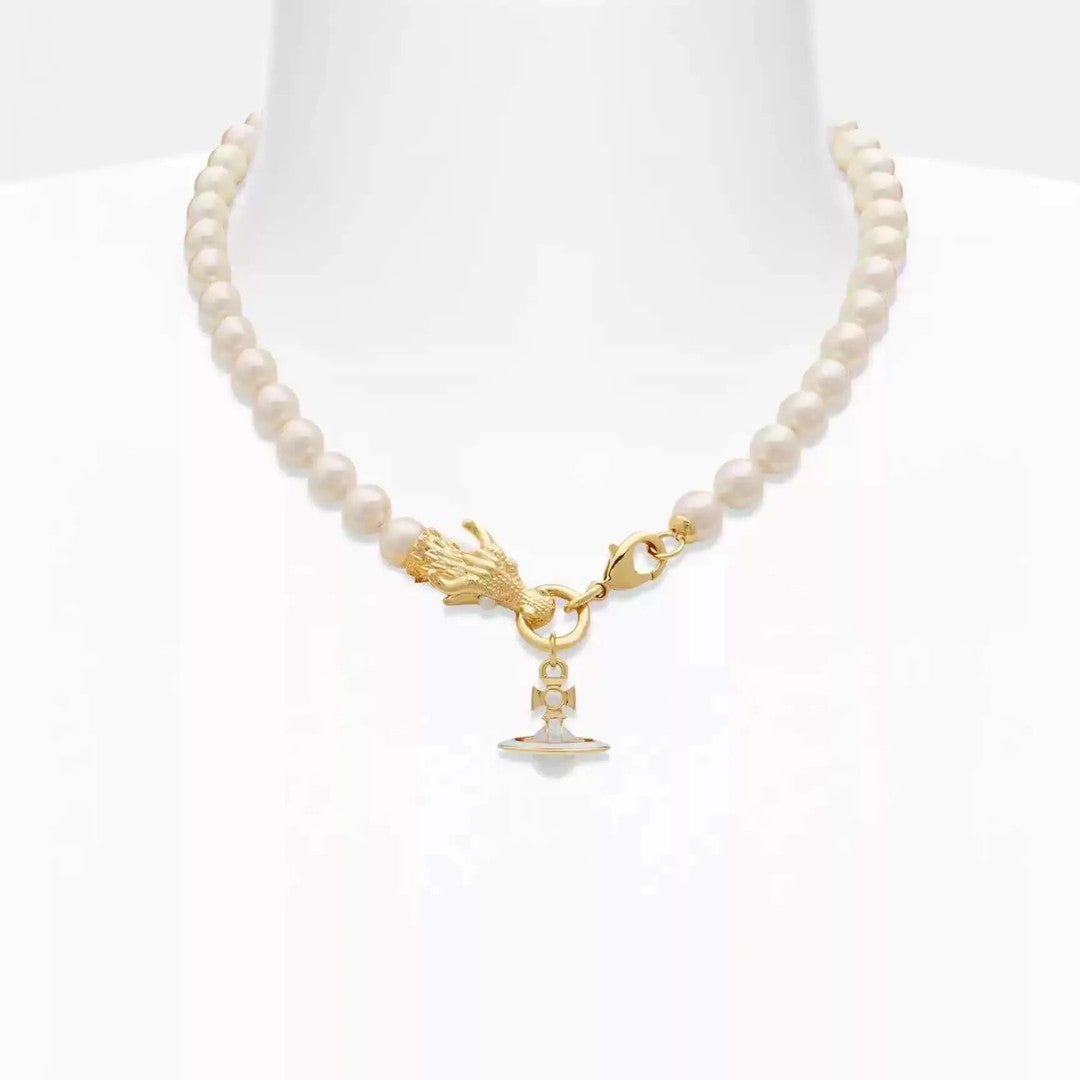 Dragon Saturn Pearl Necklace